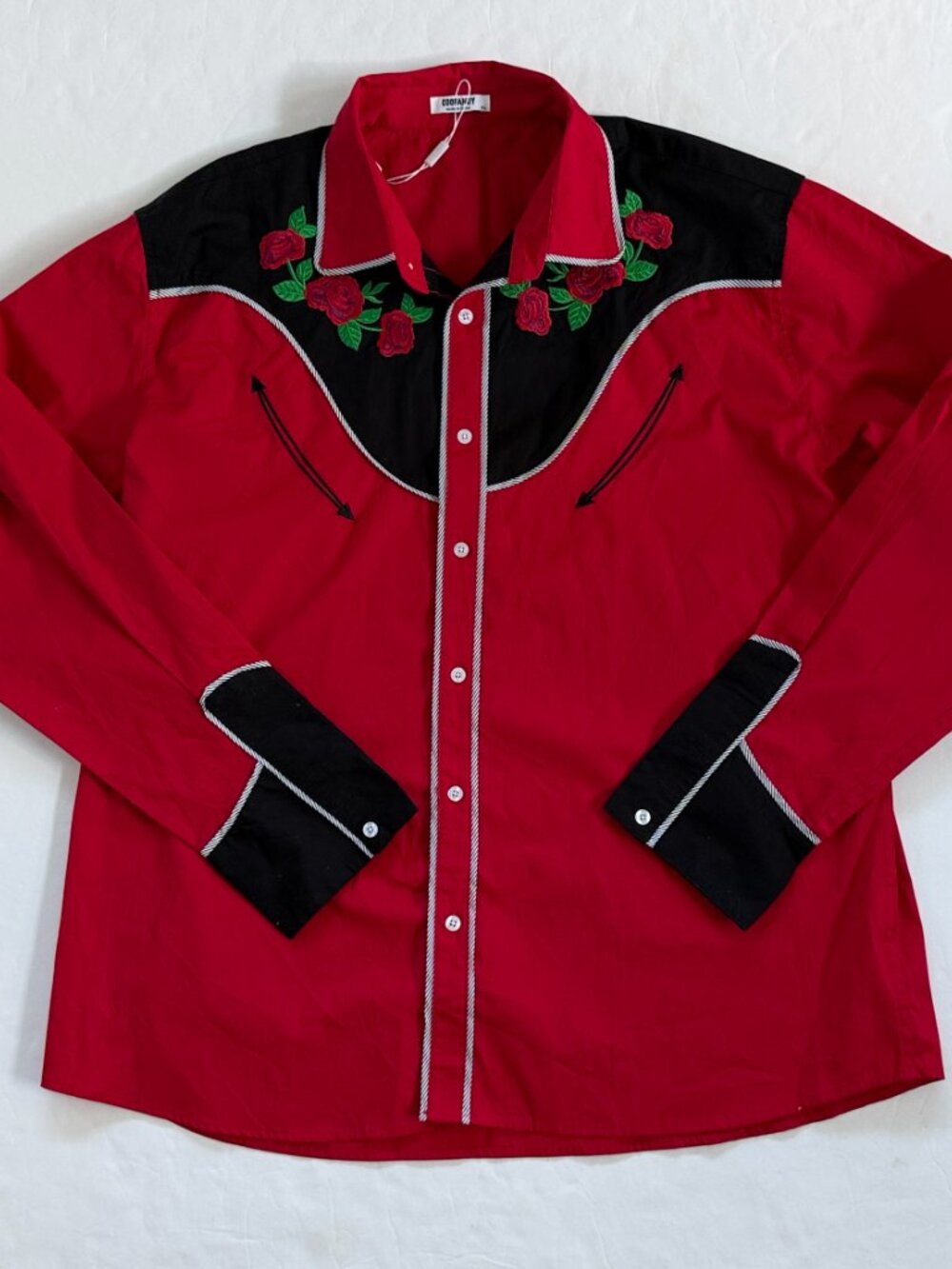 COOFANDY Red Western Cowboy Shirt Mens XXL NWT